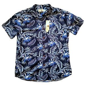 High Surf Dark Blue Hawaiian Short Sleeve Shirt Men's Size Large